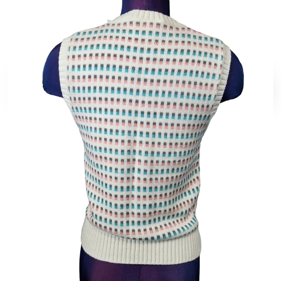 Vintage Suburban Petites Pastel Pink & Blue Sweater Vest Size Small Women's Q5 - Picture 5 of 9